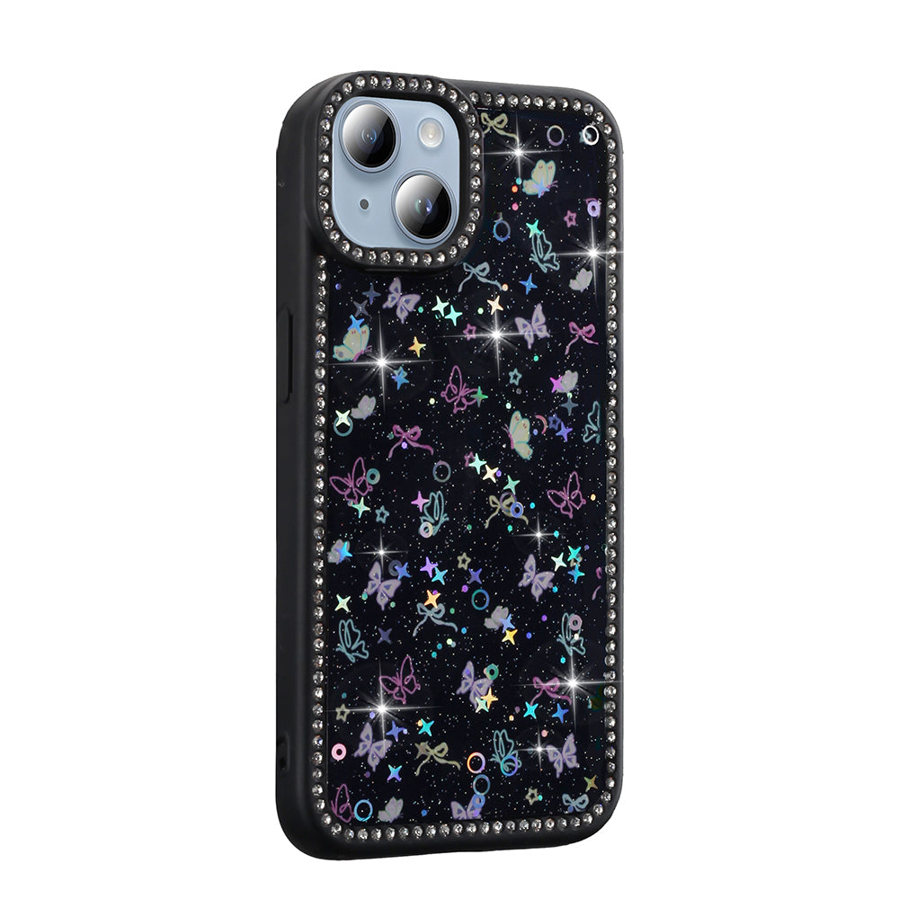 Apple iPhone 15 Case Stone and Glitter Design Zore Azra Cover Black