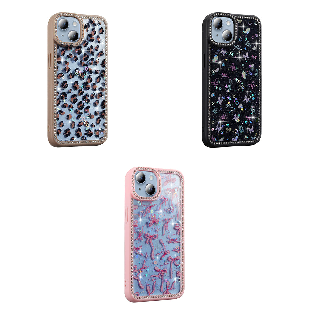 Apple iPhone 15 Case Stone and Glitter Design Zore Azra Cover Black