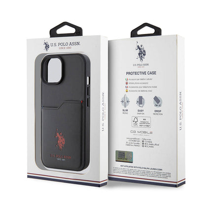 Apple iPhone 15 Kılıf U.S. Polo Assn. Orjinal Lisanslı Baskı Logolu PU Kartlıklı Kapak Kırmızı