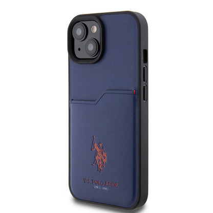 Apple iPhone 15 Kılıf U.S. Polo Assn. Orjinal Lisanslı Baskı Logolu PU Kartlıklı Kapak Siyah