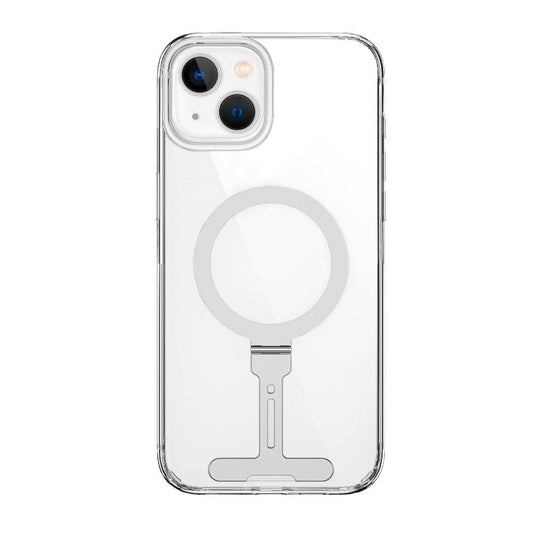 Apple iPhone 15 Case Wiwu FYY-014 M-safe Charging Feature Aluminum Alloy Metal Stand Transparent Cover Colorless 