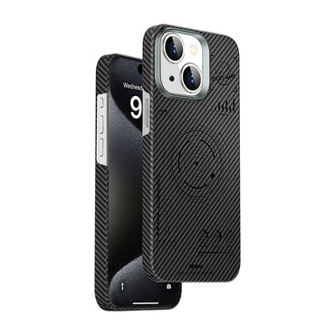 Apple iPhone 15 Case Wiwu HHX-016 Carbon Fiber 600D Mars Kevlar Cover Black 