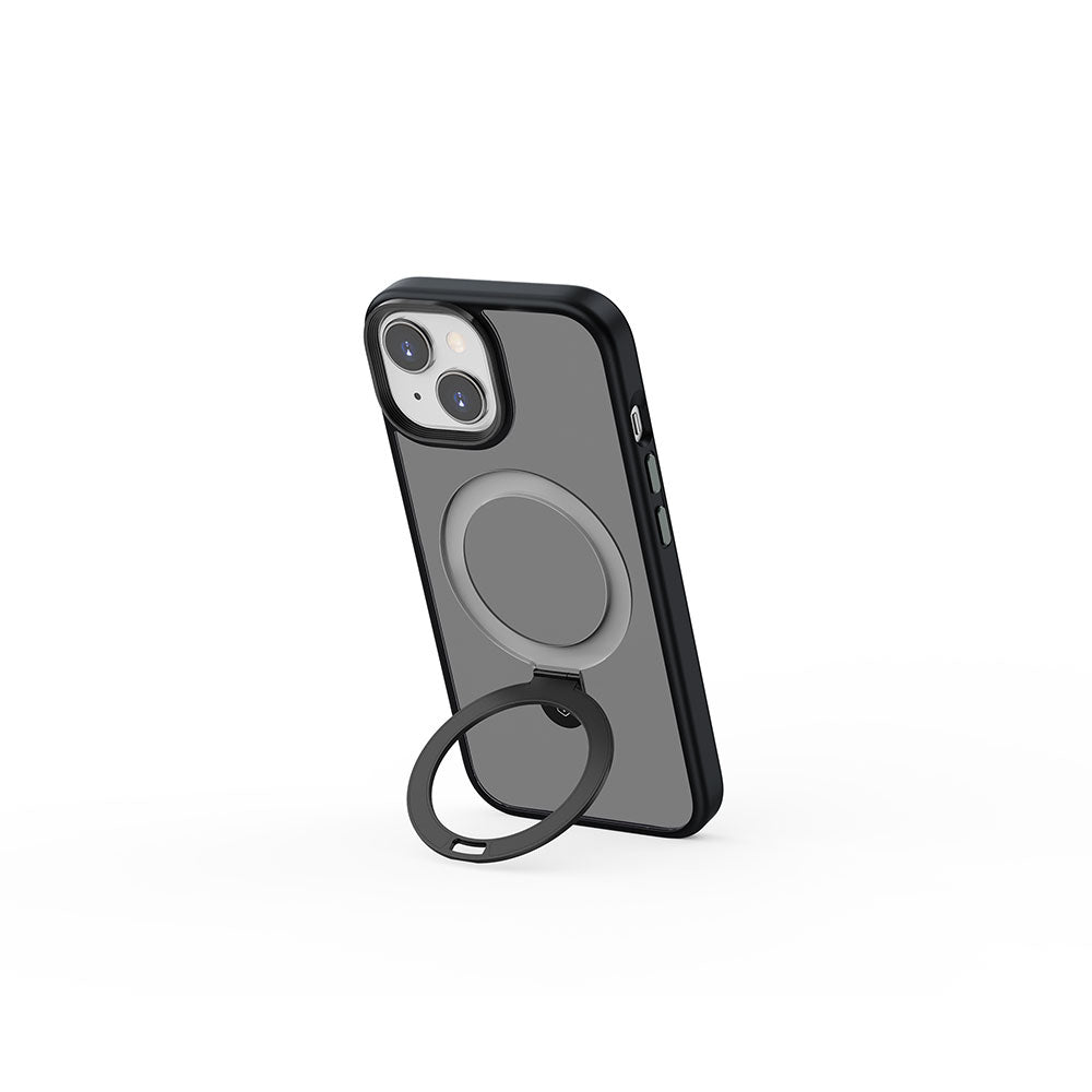 Apple iPhone 15 Case Wiwu ZMM-010 M-safe Charging Feature Matte Back Surface Stand Cover Black 