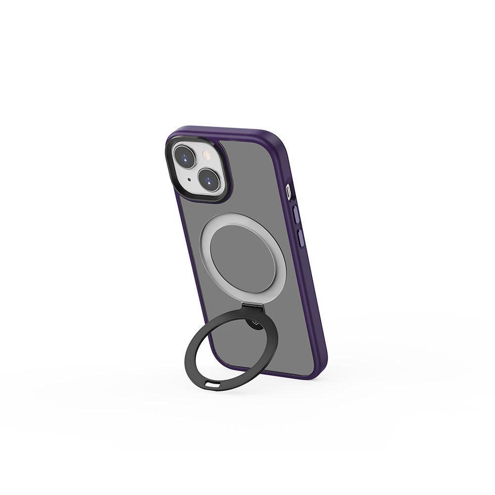 Apple iPhone 15 Case Wiwu ZMM-010 M-safe Charging Feature Matte Back Surface Stand Cover Purple 