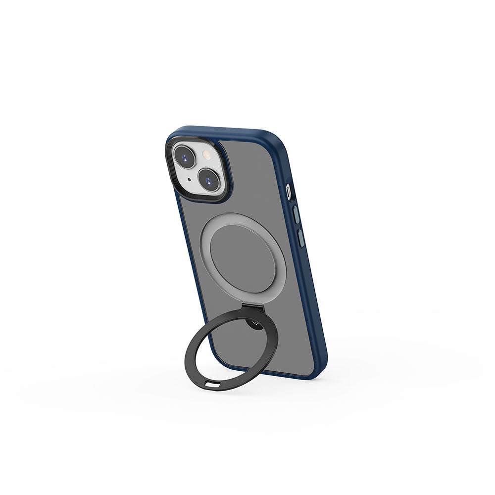 Apple iPhone 15 Case Wiwu ZMM-010 M-safe Charging Feature Matte Back Surface Stand Cover Blue 