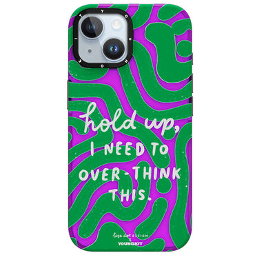 Apple iPhone 15 Case Text Pattern Youngkit Mindfulness Series Cover Blue 