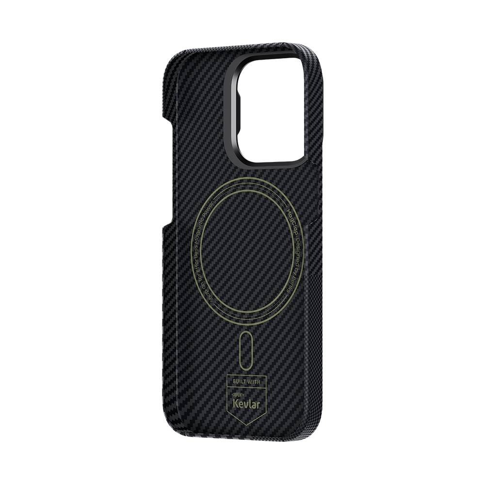 Apple iPhone 15 Carbon Fiber Benks Montage ArmorAir Kevlar Cover Black with M-safe Charging 