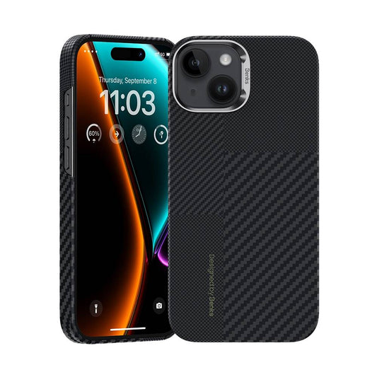 Apple iPhone 15 Carbon Fiber Benks Montage ArmorAir Kevlar Cover Black with M-safe Charging 