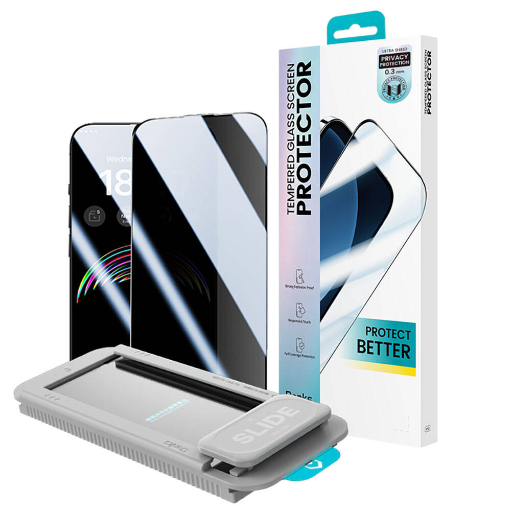Apple iPhone 15 Plus Benks V Pro Ultra Shield Privacy 0.3mm Screen Protector + Easy Application Tool Black 