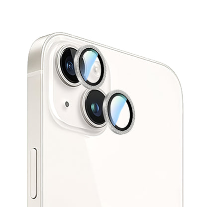 Apple iPhone 15 Plus CaseWorld Alloy Sparkling Diamond Serisi Taşlı Lens Koruyucu  Gümüş