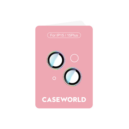 Apple iPhone 15 Plus CaseWorld Alloy Sparkling Diamond Serisi Taşlı Lens Koruyucu  Colorful
