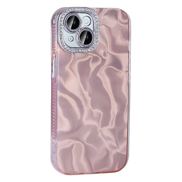 Apple iPhone 15 Plus Airbag Case with Shiny Stone Detail Design Zore Esila Cover Pink
