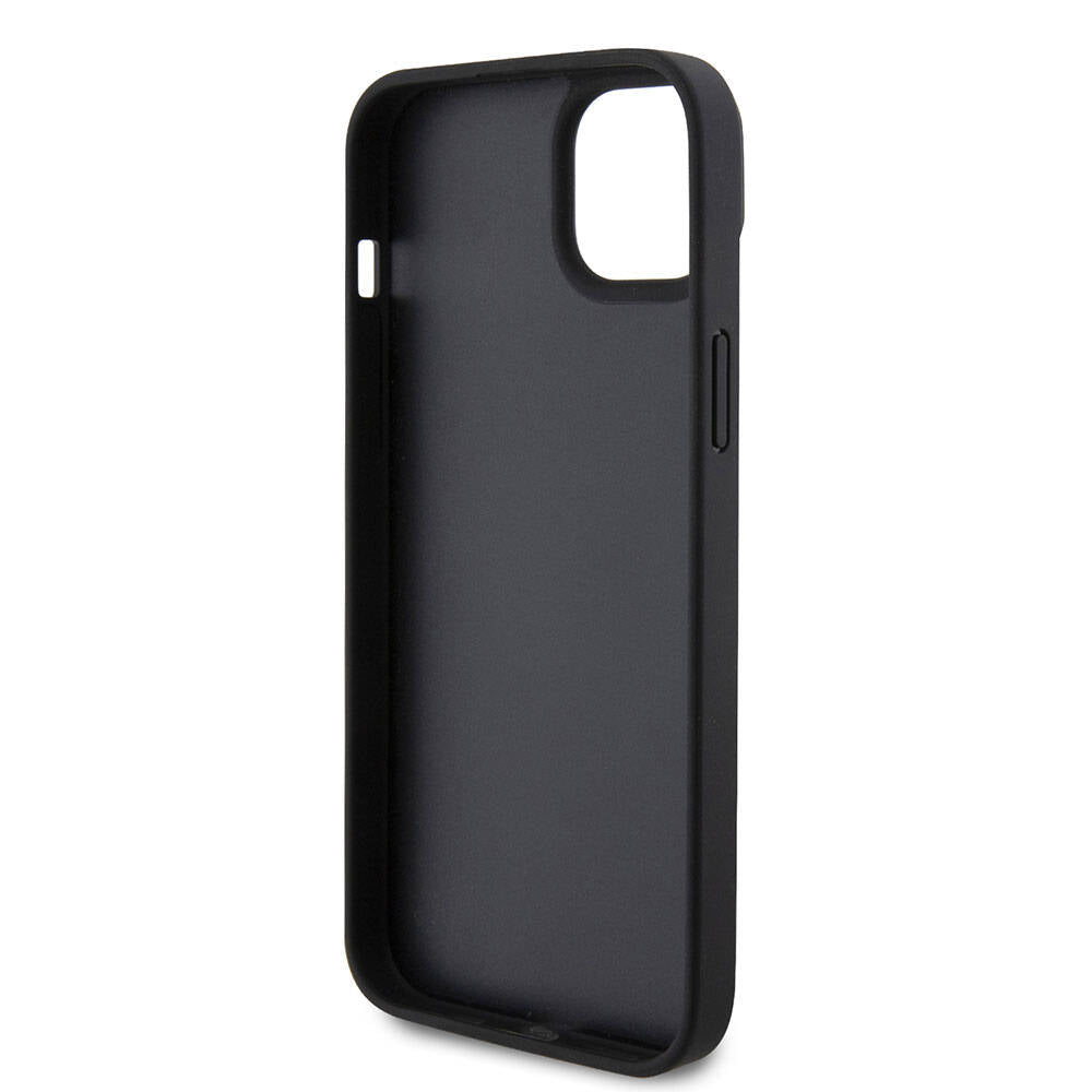 Apple iPhone 15 Plus Case Guess Original Licensed PU Leather Stone Triangle Logo 4G Patterned Cover Black