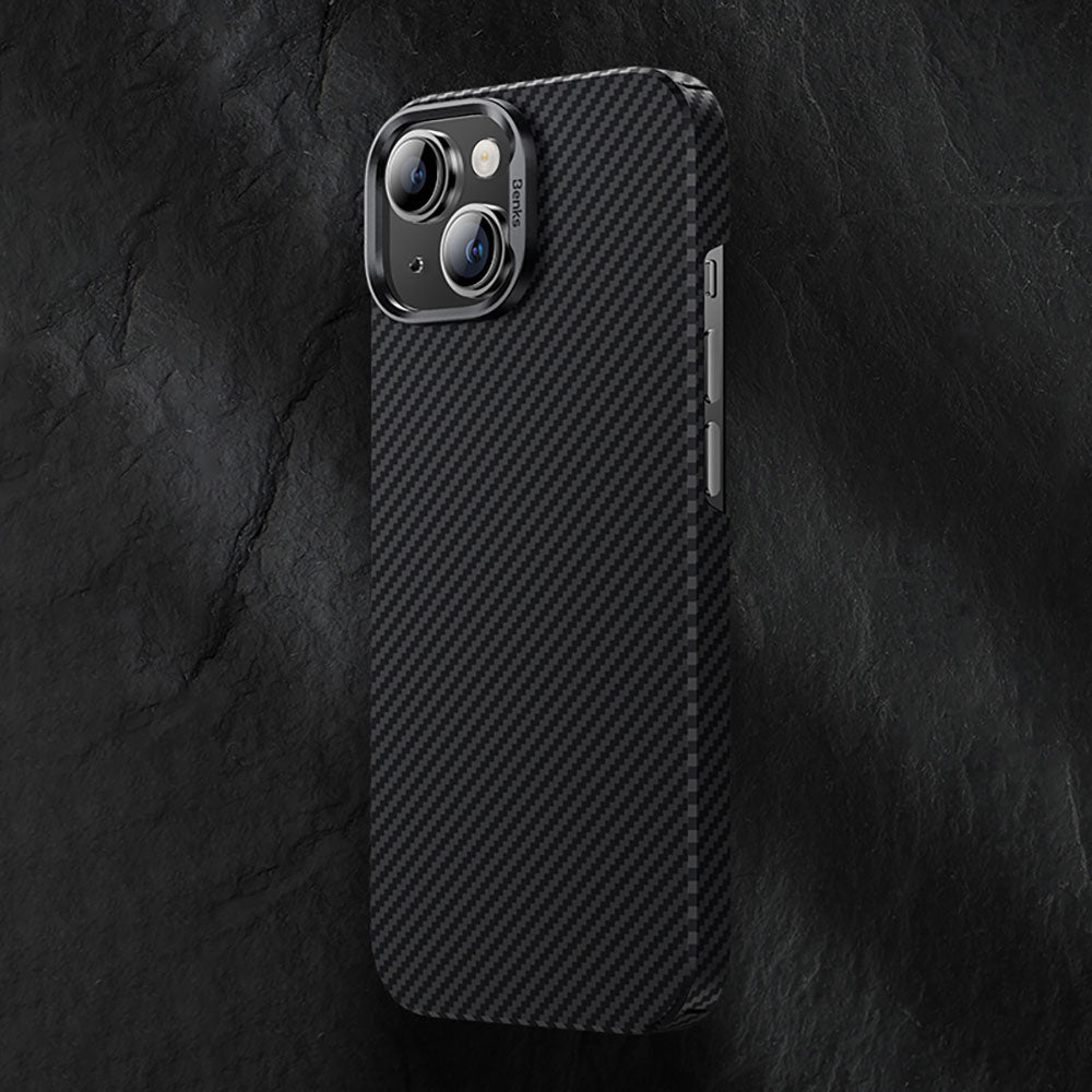 Apple iPhone 15 Plus Case M-safe Carbon Fiber Benks Essential ArmorAir 600D Kevlar Cover Black 