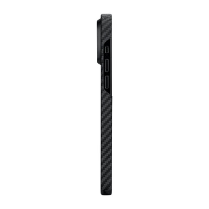 Apple iPhone 15 Plus Kılıf M-safe Şarj Özellikli 1500D Aramid Fiber Pitaka Ultra-Slim Classic Serisi Black-Grey Twill Kapak Siyah-Gri