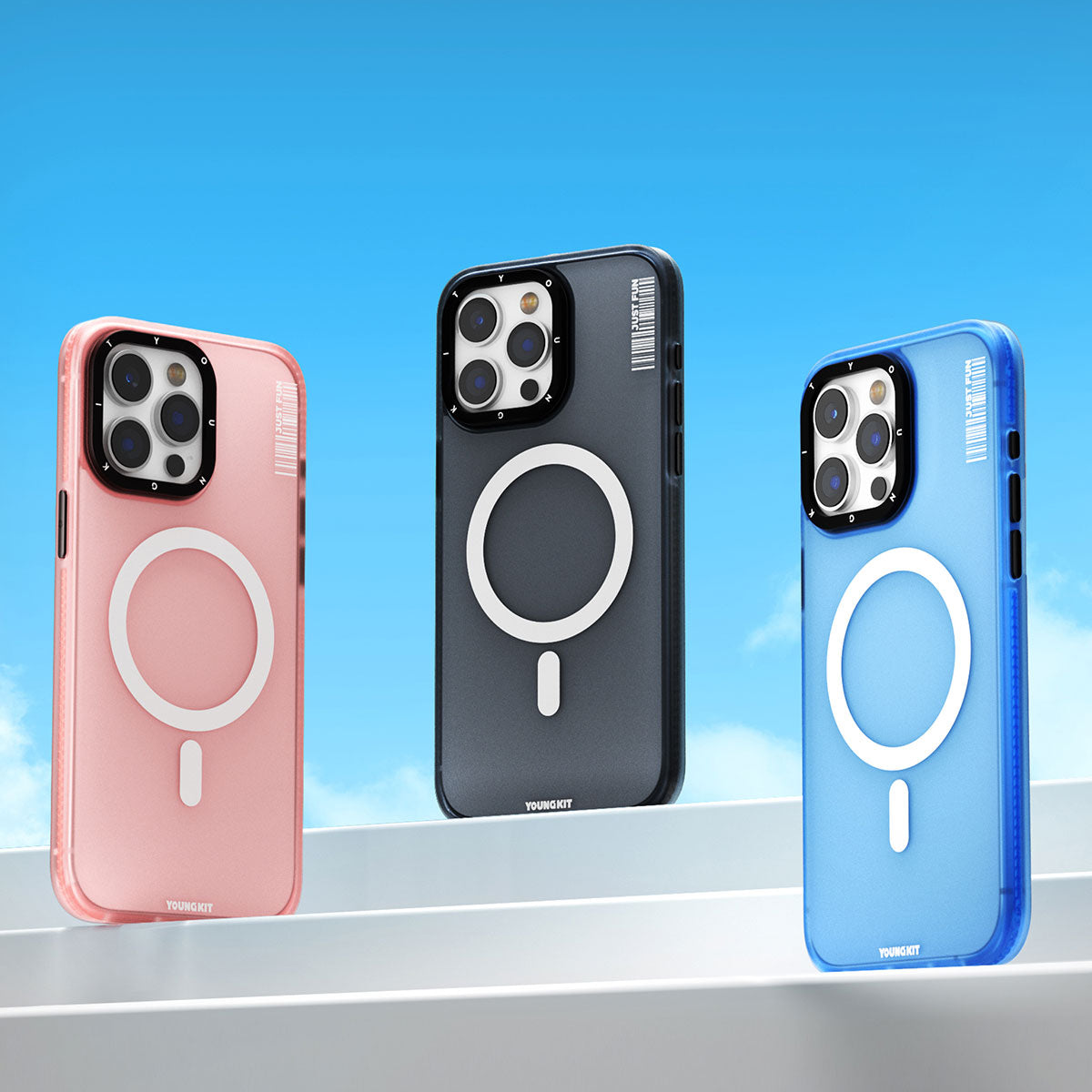 Apple iPhone 15 Plus Kılıf M-safe Şarj Özellikli Youngkit Colored Sand Serisi Kapak Pembe