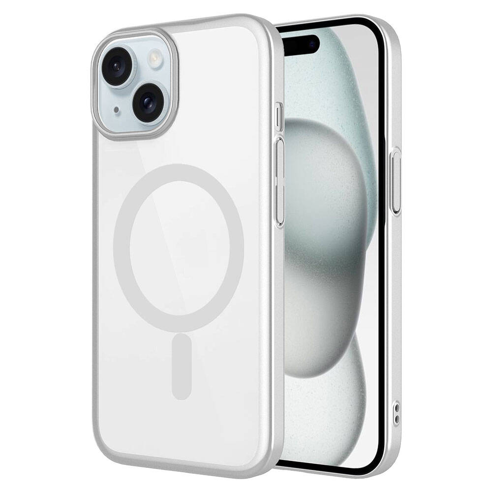 Apple iPhone 15 Plus Kılıf Wireless Şarj Özellikli Sert PC Zore Mat Riksos M-safe Kapak