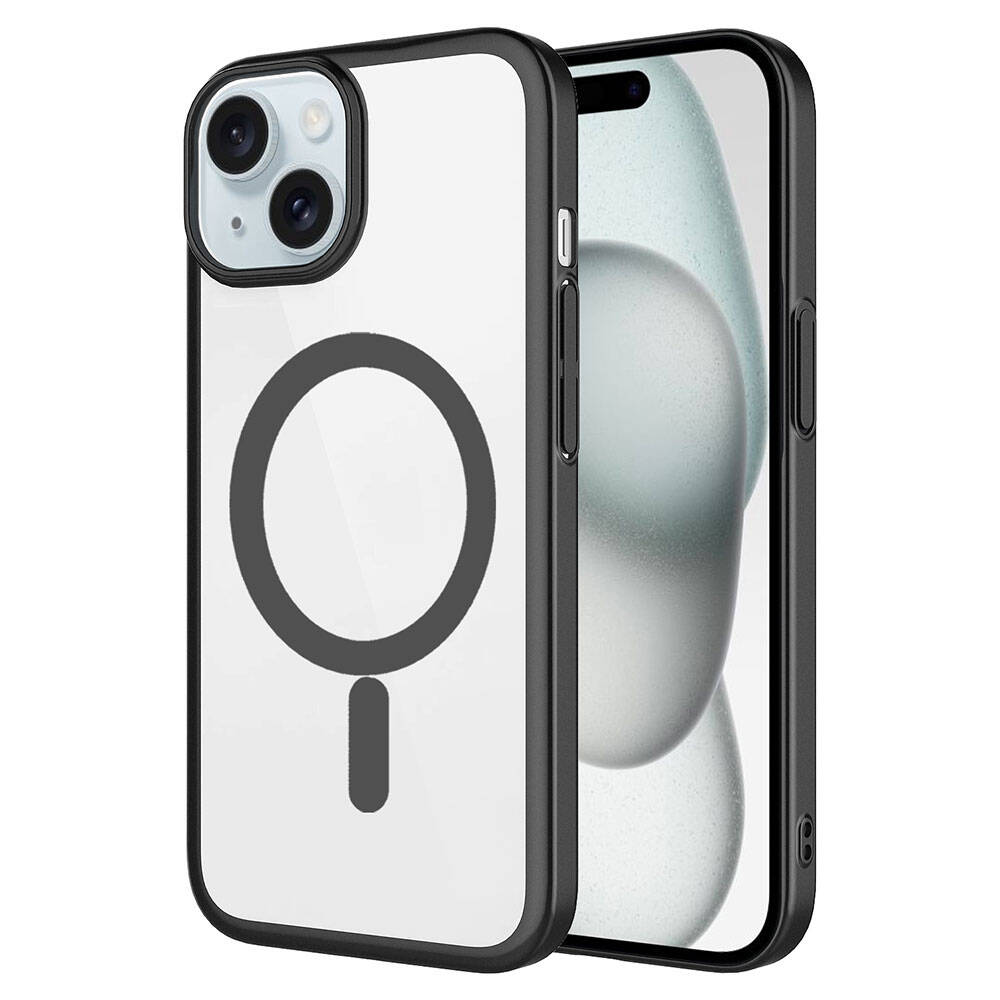 Apple iPhone 15 Plus Kılıf Wireless Şarj Özellikli Sert PC Zore Mat Riksos M-safe Kapak