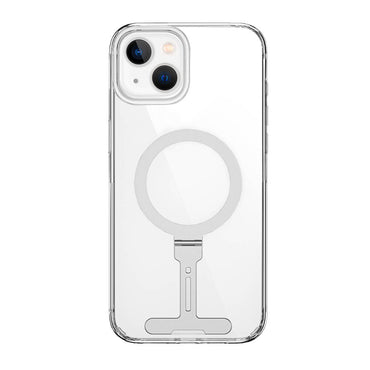 Apple iPhone 15 Plus Case Wiwu FYY-014 M-safe Charging Feature Aluminum Alloy Metal Stand Transparent Cover Colorless 
