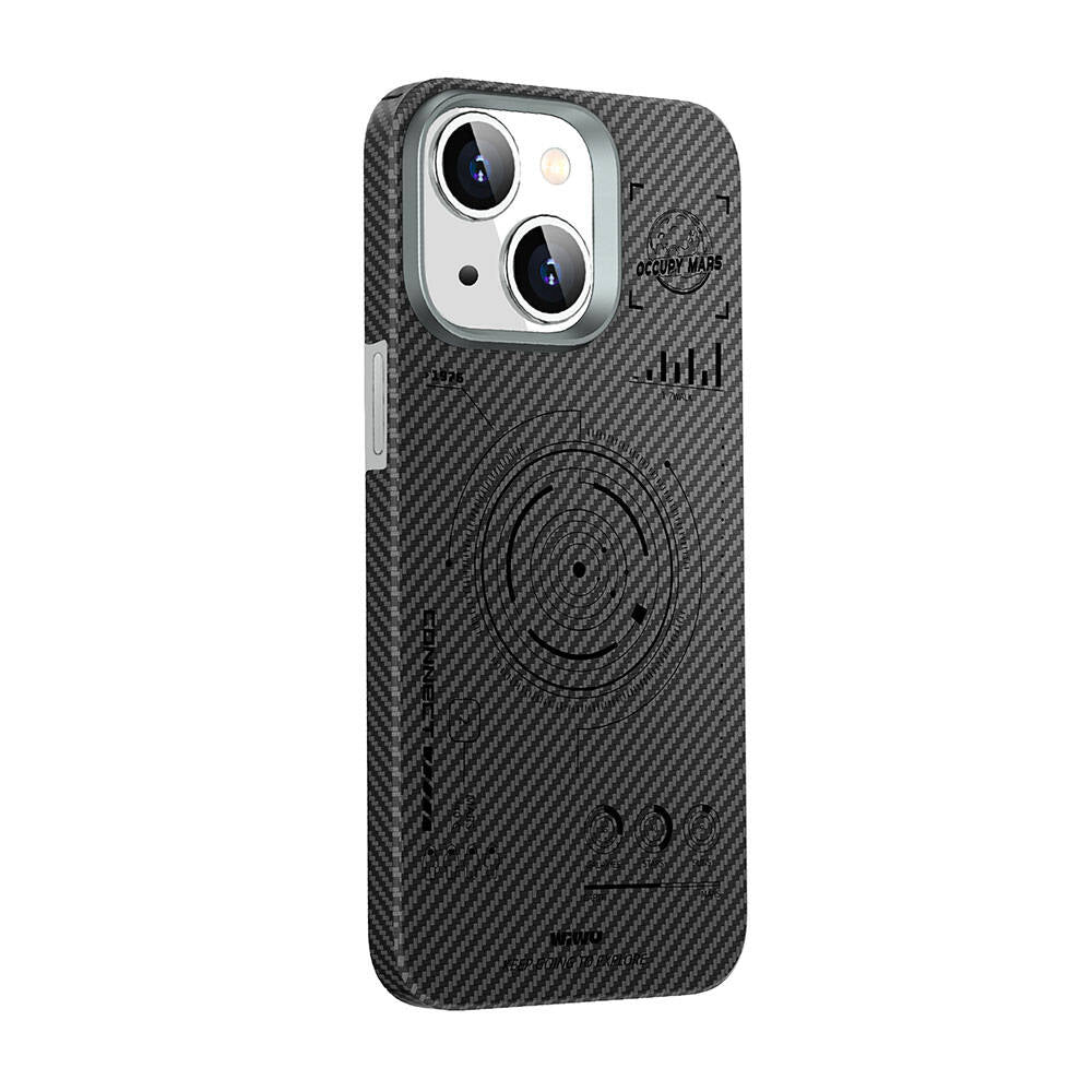 Apple iPhone 15 Plus Case Wiwu HHX-016 Carbon Fiber 600D Mars Kevlar Cover Black 