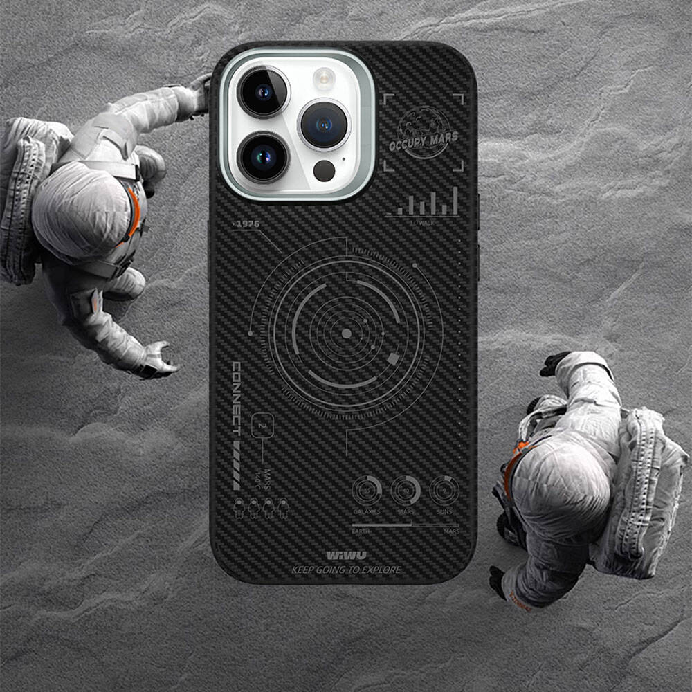 Apple iPhone 15 Plus Case Wiwu KJZ-017 Carbon Fiber 600D Explore Kevlar Cover Black 