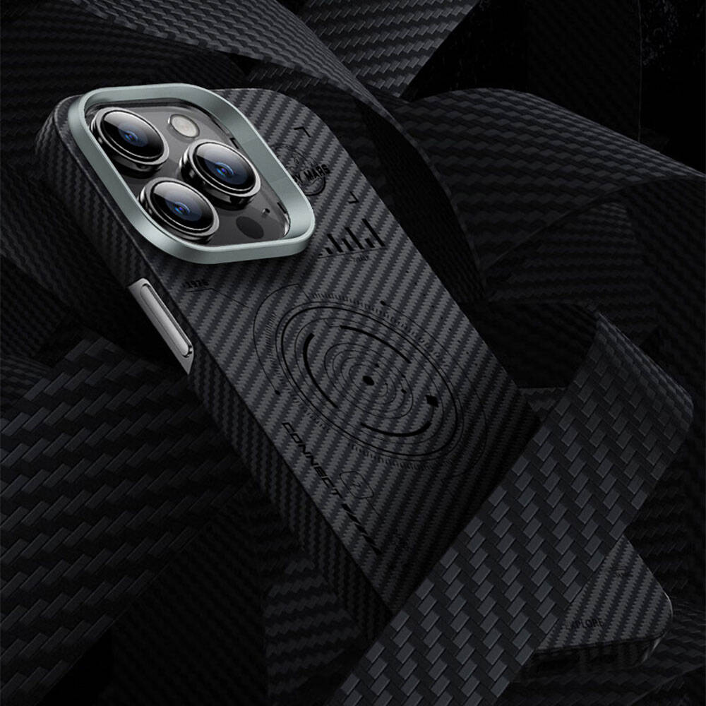 Apple iPhone 15 Plus Case Wiwu KJZ-017 Carbon Fiber 600D Explore Kevlar Cover Black 