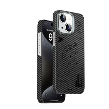 Apple iPhone 15 Plus Case Wiwu KJZ-017 Carbon Fiber 600D Explore Kevlar Cover Black 