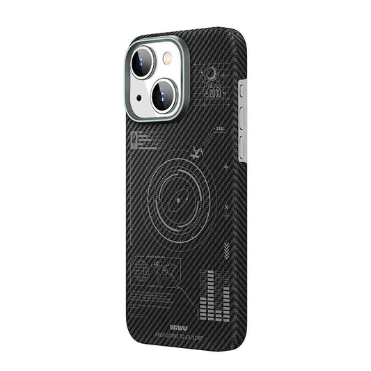Apple iPhone 15 Plus Case Wiwu KJZ-017 Carbon Fiber 600D Explore Kevlar Cover Black 