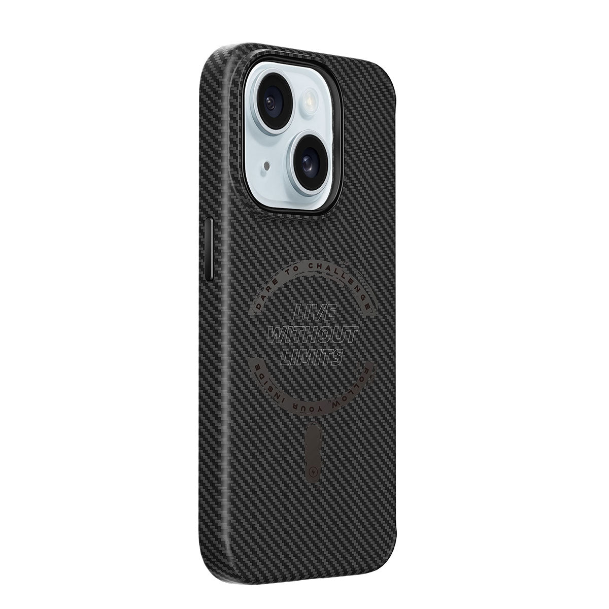 Apple iPhone 15 Plus Case Wiwu LCC-107 Carbon Fiber M-safe Charging Feature Camera Protection Cabon Cover Black 