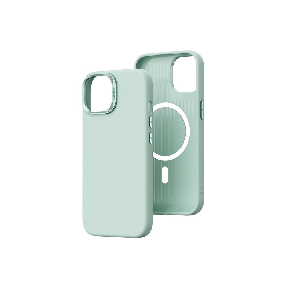 Apple iPhone 15 Plus Case Wiwu SP-019 Vegan Leather Cover with M-safe Charging Green 