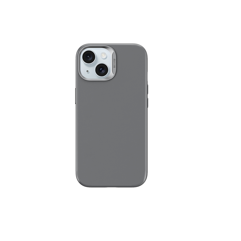 Apple iPhone 15 Plus Case Wiwu SP-019 Vegan Leather Cover with M-safe Charging Gray 