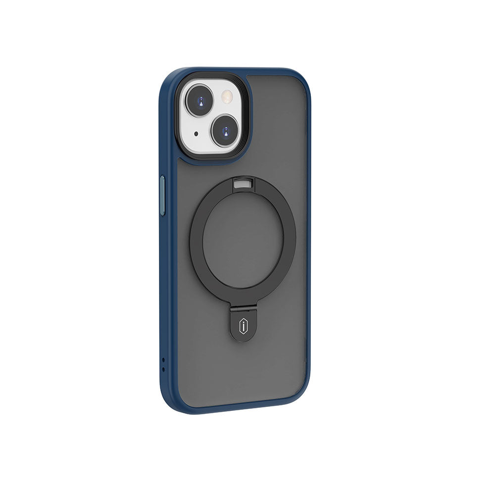 Apple iPhone 15 Plus Case Wiwu ZMM-010 Matte Back Surface Stand Cover with M-safe Charging Feature Blue 