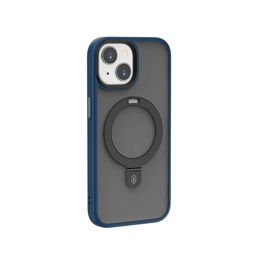 Apple iPhone 15 Plus Case Wiwu ZMM-010 Matte Back Surface Stand Cover with M-safe Charging Feature Blue 
