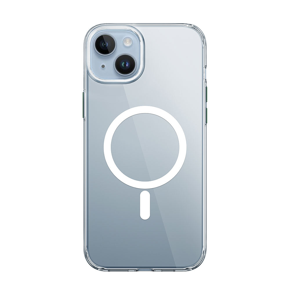 Apple iPhone 15 Plus Case Wiwu ZYS-013 M-safe Charging Feature Colorful Camera Frame Transparent Jelly Cover White 