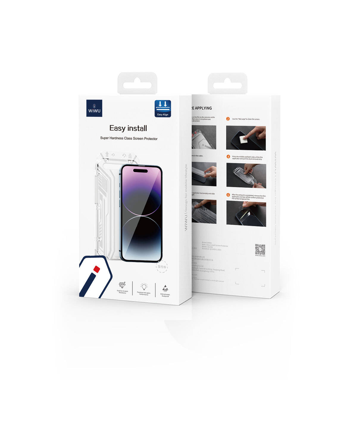 Apple iPhone 15 Plus Wiwu SQ-005 Easy Install iVista Super Hardness Screen Protector Black 