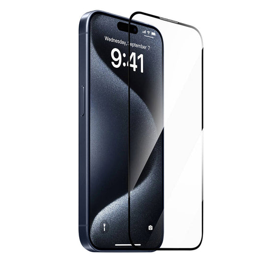 Apple iPhone 15 Plus Wiwu SQ-008 Oleophobic Easy Install Impact Resistant Tempered Glass Screen Protector + Easy Application Tool Black 