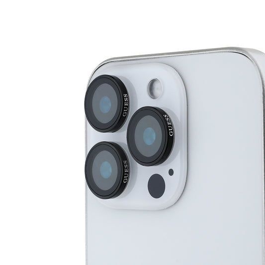 Apple iPhone 15 Pro Guess Original Licensed Metal Camera Lens Protector Black 