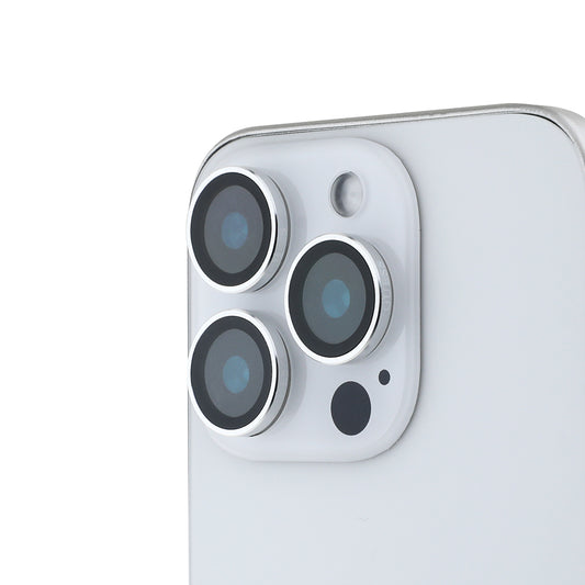 Apple iPhone 15 Pro Guess Original Licensed Metal Camera Lens Protector Silver 