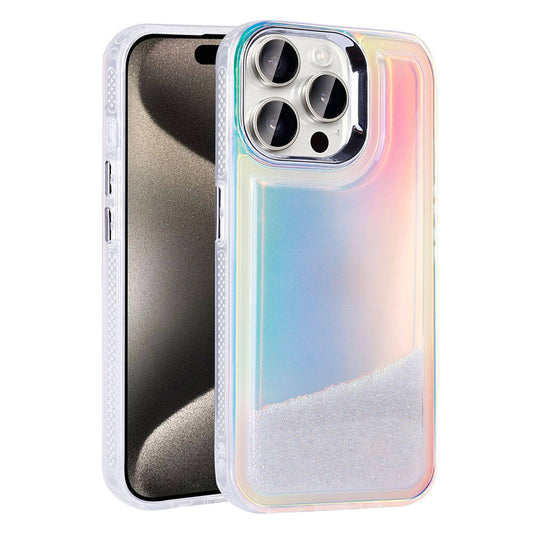 Apple iPhone 15 Pro Airbag Case Colorful Back Surface Bead Design Zore Sand Dune Cover Transparent 