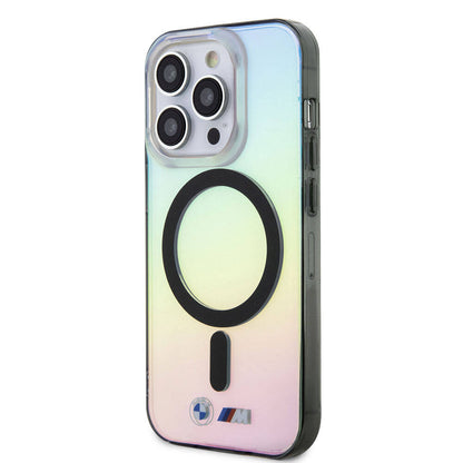 Apple iPhone 15 Pro Kılıf BMW M-safe Şarj Özellikli Transparan Renk Geçişli Iridescent Orjinal Lisanslı Kapak Karışık