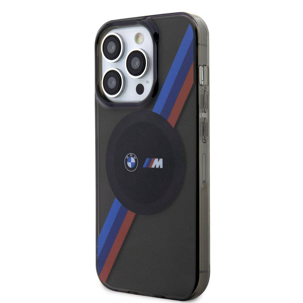 Apple iPhone 15 Pro Kılıf BMW M-safe Şarj Özellikli Transparan Tricolor Stripes Orjinal Lisanslı Kapak Yeşil