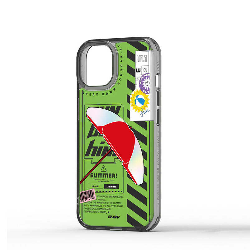 Apple iPhone 15 Pro Case Double Layer Patterned Wiwu Summer Series Cover Blue 