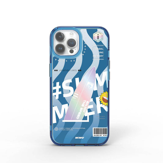 Apple iPhone 15 Pro Case Double Layer Patterned Wiwu Summer Series Cover Blue 