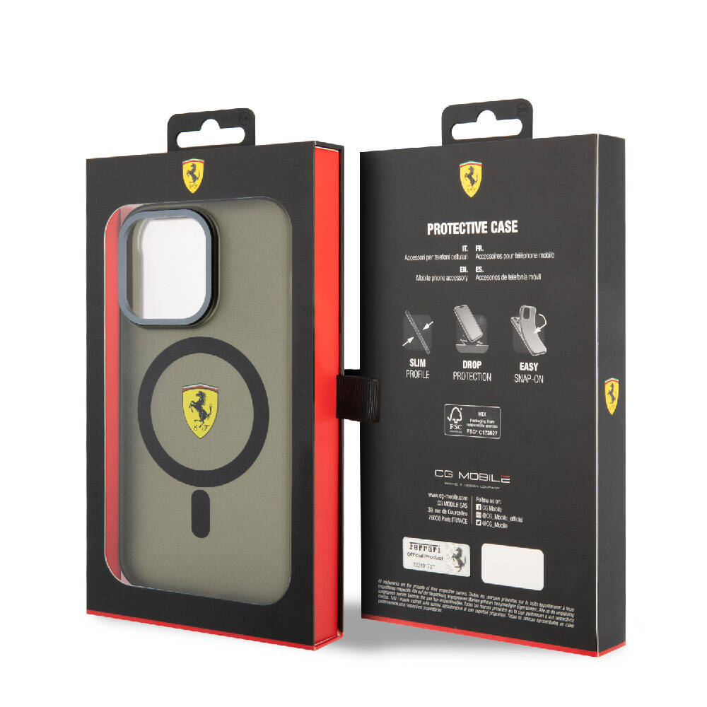Apple iPhone 15 Pro Kılıf Ferrari Orjinal Lisanslı M-safe Şarj Özellikli Kontrast Bumper Kapak Kırmızı