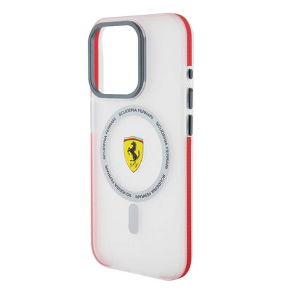 Apple iPhone 15 Pro Kılıf Ferrari Orjinal Lisanslı M-safe Şarj Özellikli Kontrast Bumper SF Ring Kapak Siyah