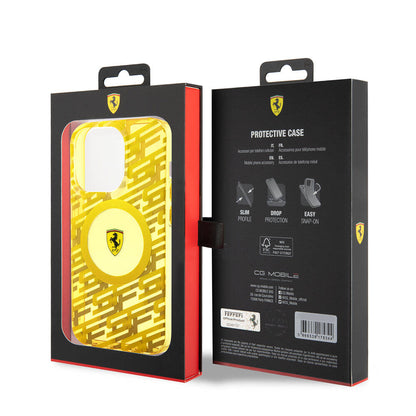 Apple iPhone 15 Pro Kılıf Ferrari Orjinal Lisanslı M-safe Şarj Özellikli Multi SF Kapak Sarı