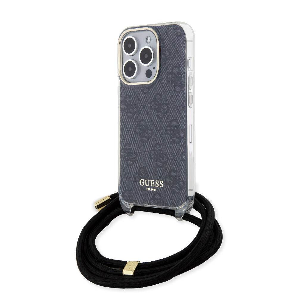 Apple iPhone 15 Pro Case Guess Original Licensed Cross Strap 4G Patterned Cover Brown 