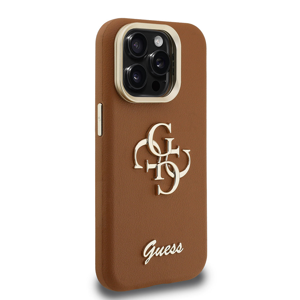Apple iPhone 15 Pro Kılıf Guess Orjinal Lisanslı Grained Yazı Logolu Kamera Standlı Kapak Pembe