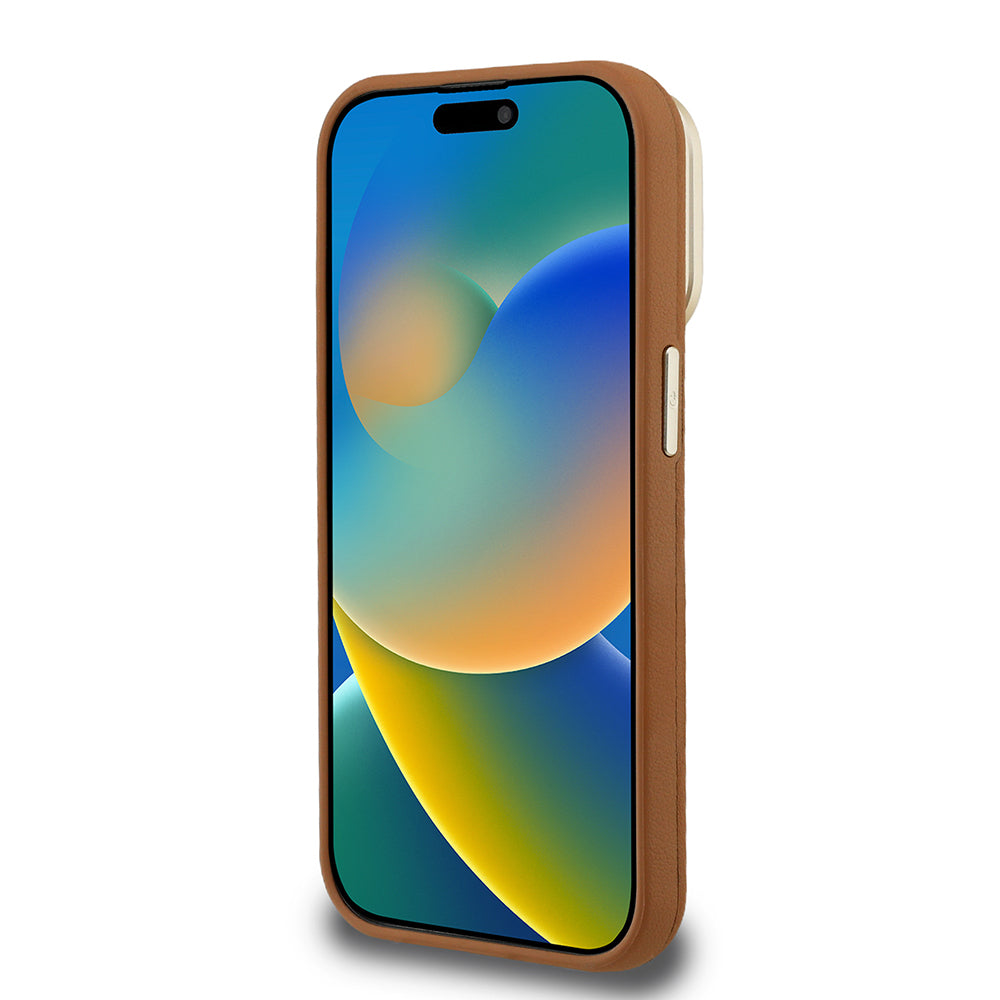 Apple iPhone 15 Pro Kılıf Guess Orjinal Lisanslı Grained Yazı Logolu Kamera Standlı Kapak Pembe