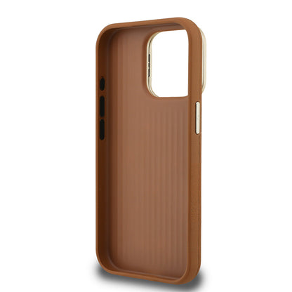 Apple iPhone 15 Pro Kılıf Guess Orjinal Lisanslı Grained Yazı Logolu Kamera Standlı Kapak Pembe